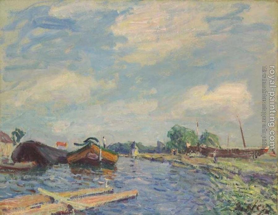 Alfred Sisley : The Canal at Saint-Mammes